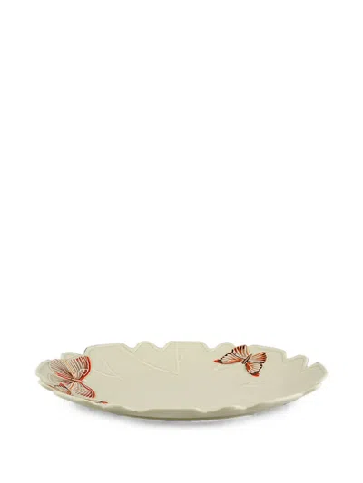 Bordallo Pinheiro X Claudia Schiffer Cloudy Butterflies Platter (set Of Two) In White