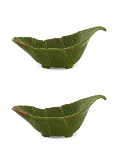 Bordallo Pinheiro X Nini Andrade Silva Banana Da Madeira Bowls (set Of Two) In Green