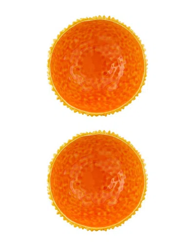 Bordallo Pinhiero Amazonia Yellow Bowls (set Of 2) In Orange
