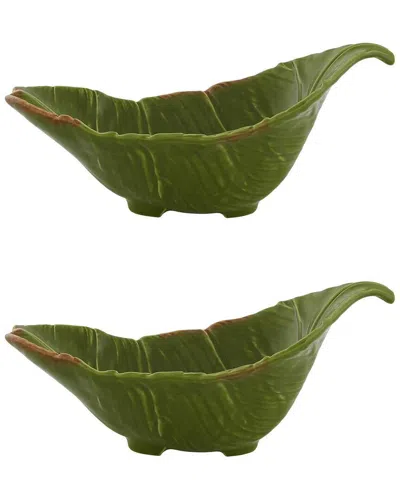 Bordallo Pinhiero Bordallo Pinheiro Set Of 2 Banana Madeira Aperitifs Bowls In Green