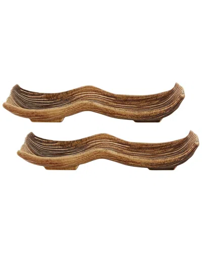 Bordallo Pinhiero Bordallo Pinheiro Bananas From Madeira 2-division Trays Set In Brown