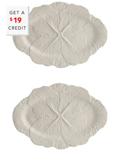 Bordallo Pinhiero Bordallo Pinheiro Set Of 2 Cabbage 2 Oval Platters With $19  Credit