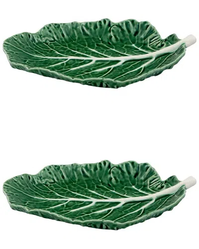 Bordallo Pinhiero Bordallo Pinheiro Set Of 2 Cabbage Leaf Dishes In Black