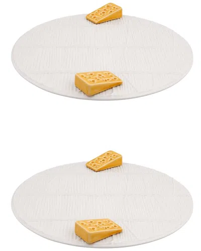 Bordallo Pinhiero Bordallo Pinheiro Set Of 2 Cheese Trays In Brown