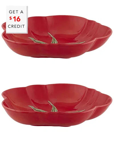 Bordallo Pinhiero Bordallo Pinheiro Set Of 2 Tomato Pasta Plates With $16 Credit In Red