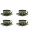 Bordallo Pinhiero Bordallo Pinheiro Set Of 4 Cabbage Tea Cups With Saucers