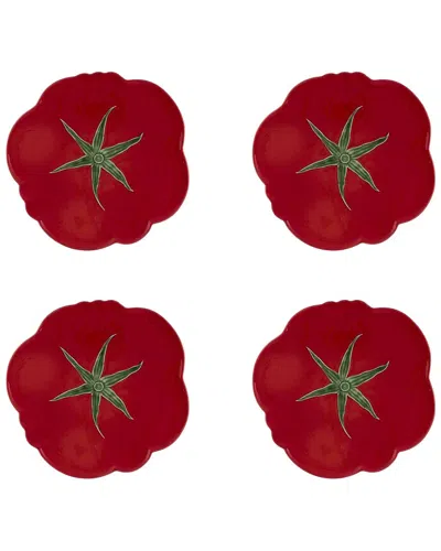 Bordallo Pinhiero Bordallo Pinheiro Set Of 4 Tomato Pizza Plates In Red