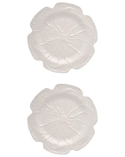 Bordallo Pinhiero Cabbage Beige Charger Plates (set Of 2) In White