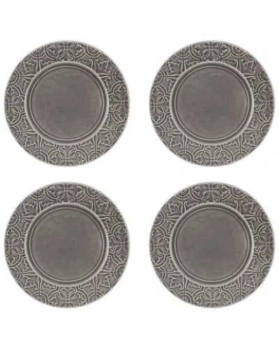 Bordallo Pinhiero Rua Nova 3 Anthracite Dinner Plates (set Of 4)