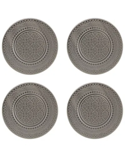 Bordallo Pinhiero Rua Nova 4 Anthracite Fruit Plates (set Of 4) In Gray