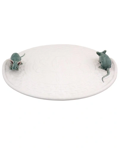 Bordallo Pinhiero White Lily Cheese Tray With Mouse