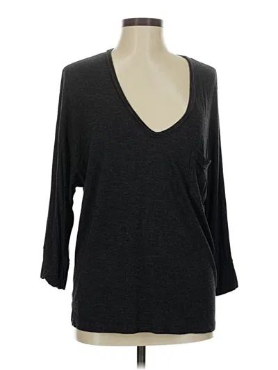 Pre-owned Bordeaux 3/4 Sleeve Top Gray V Neck Tops