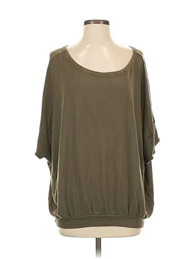 Pre-owned Bordeaux 3/4 Sleeve Top Green Cold Shoulder Neckline Tops