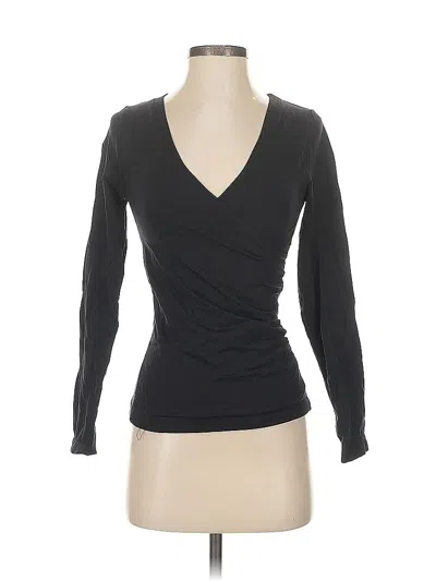 Pre-owned Bordeaux Long Sleeve Top Black V Neck Tops