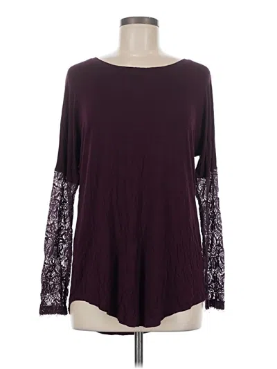 Pre-owned Bordeaux Long Sleeve Top Burgundy Boatneck Tops