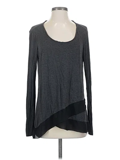 Pre-owned Bordeaux Long Sleeve Top Gray Scoop Neck Tops