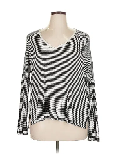 Pre-owned Bordeaux Long Sleeve Top Gray V Neck Tops