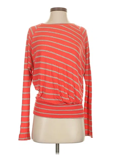 Pre-owned Bordeaux Long Sleeve Top Orange Boatneck Tops