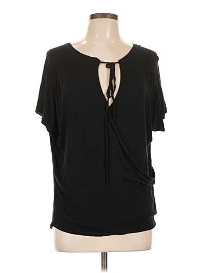 Pre-owned Bordeaux Short Sleeve Top Black Keyhole Neckline Tops