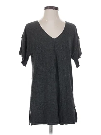 Pre-owned Bordeaux Short Sleeve Top Gray V-neck Tops