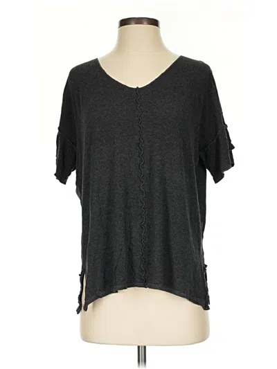Pre-owned Bordeaux Short Sleeve Top Gray V-neck Tops