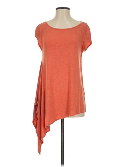 Pre-owned Bordeaux Short Sleeve Top Orange One Shoulder Neckline Tops