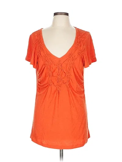 Pre-owned Bordeaux Short Sleeve Top Orange Sweetheart Neckline Tops