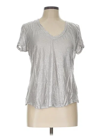 Pre-owned Bordeaux Short Sleeve Top Silver Metallic Pattern V-neck Tops