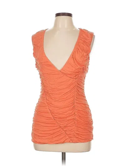 Pre-owned Bordeaux Sleeveless Top Orange Plunge Neckline Tops