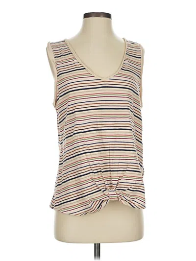 Pre-owned Bordeaux Tank Top Ivory Plunge Neckline Tops In White
