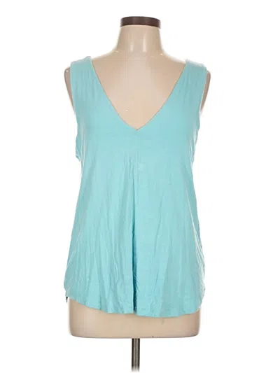 Pre-owned Bordeaux Tank Top Teal Plunge Neckline Tops In Blue
