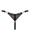 Bordelle Amela Floral-lace Strap Thong In Purple