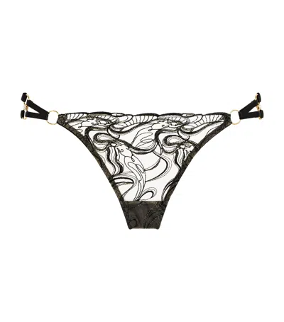Bordelle Embroidered Open-back Pearl Briefs In Multi