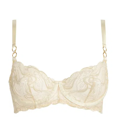 Bordelle Embroidered Pearl Balconette Bra In Neutral