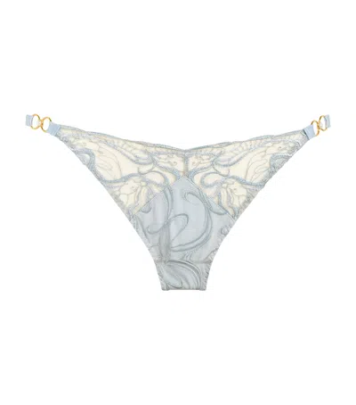 Bordelle Embroidered Pearl Briefs In Blue