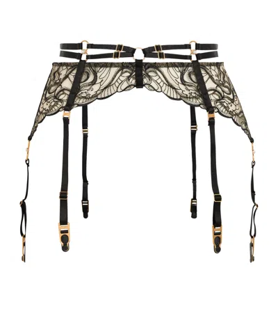 Bordelle Embroidered Pearl Suspenders In Black