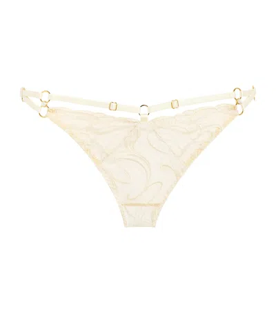 Bordelle Embroidered Pearl Thong In Pink