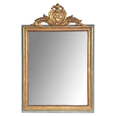 Pre-owned Borghese Italian Neoclassical Style Giltwood Mirror With Exuberant Crest In Brown