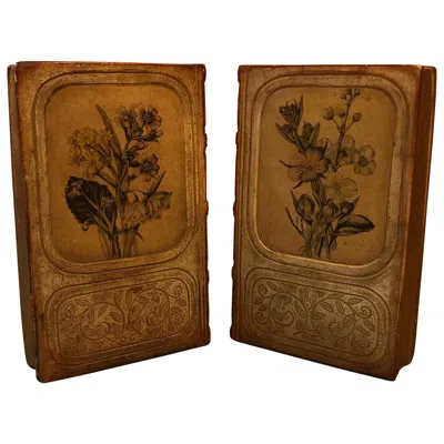 Pre-owned Borghese Pair Of Gilt Hollywood Regency Bookends By  In Brown