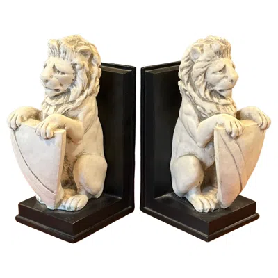 Pre-owned Borghese Pair Of Lucerne Lion Bookends By Hpi In Sand