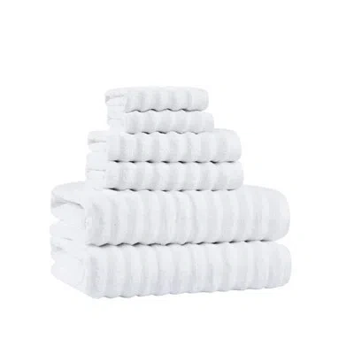 Borghese Ribbed Zero Twist 6 Piece Towel Set In White