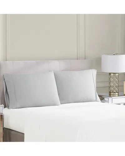 Borghese Roma 400 Thread Count Percale Cotton Pillowcase Pair In Gray