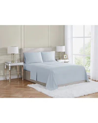 Borghese Roma 400 Thread Count Percale Cotton Sheet Set In Blue