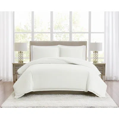 Borghese Roma 400tc Percale Cotton 3 Piece Duvet Set In White