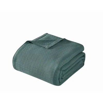 Borghese Roma Luxe Cotton Blanket In Storm Green