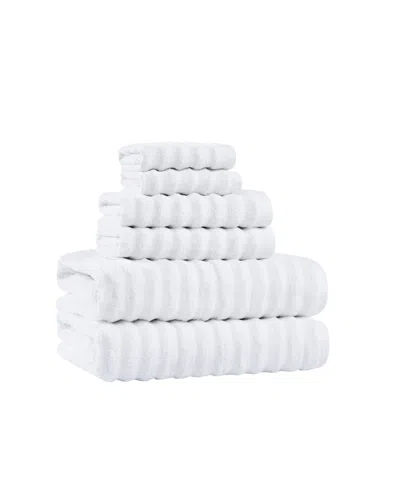 Borghese Roma Ribbed Zero Twist Cotton 6-pc. Towel Set In White