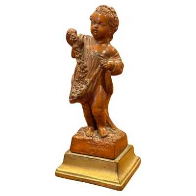 Pre-owned Borghese Vintage Chalkware Cherub Statue By  In Brown