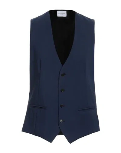 Borghesi Cerimonia Man Tailored Vest Navy Blue Size 44 Virgin Wool, Polyester