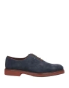 Borgioli Man Lace-up Shoes Midnight Blue Size 7 Leather In Blue