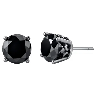 Pre-owned Borgioni 18 Karat Black Rhodium Gold, Black Diamond Stud Earrings
